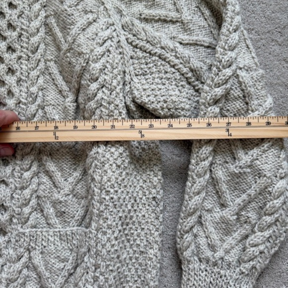 Athena Designs Irish Handknit‎ Wool Zip Cardigan Sweater Oatmeal Mens XL - Picture 9 of 9